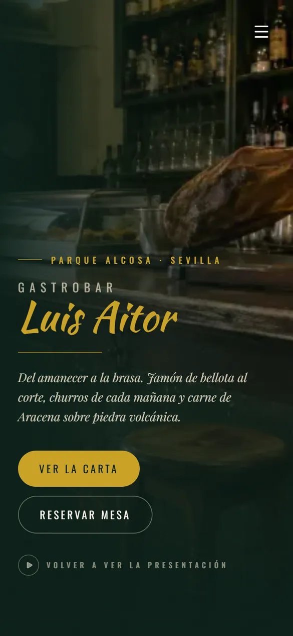 Portada de la web del Gastrobar Luis Aitor en el móvil
