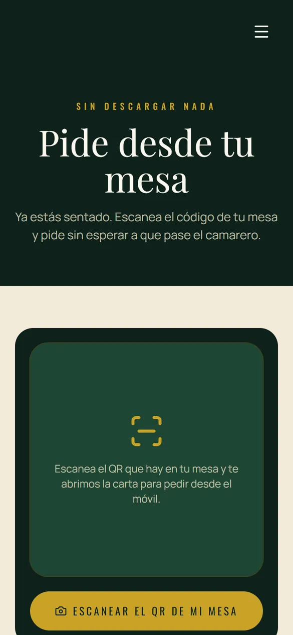 Pedir desde la mesa con el QR