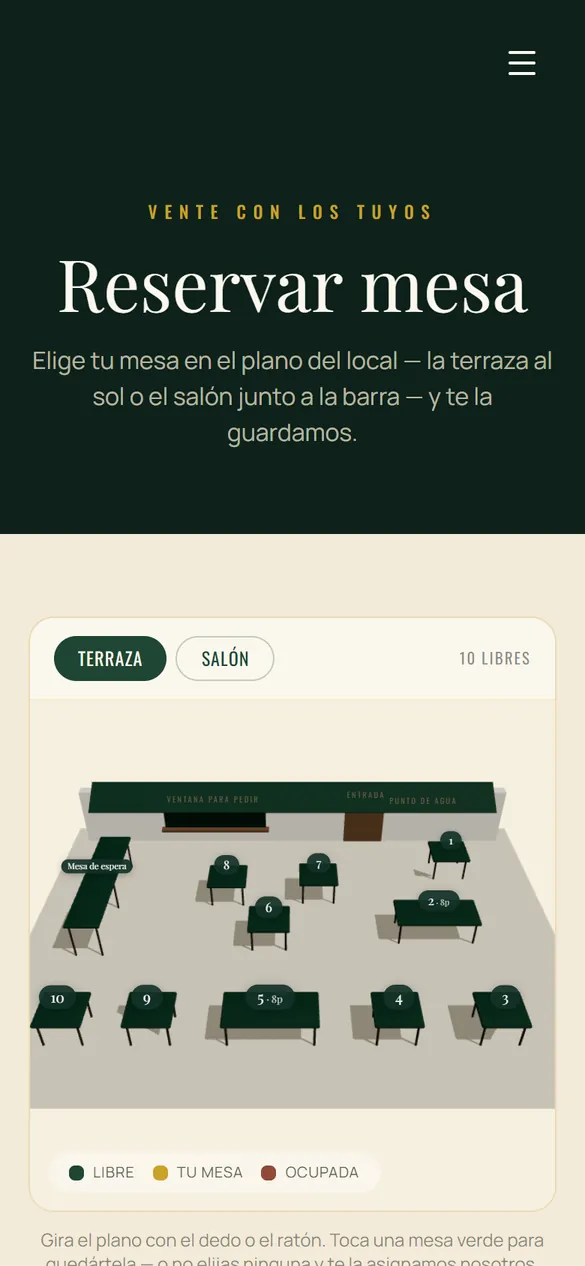 Reservar eligiendo mesa en el plano
